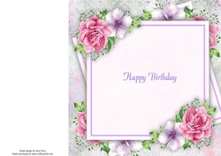 Beautiful Watercolour Rose Insert Happy Birthday 8x8