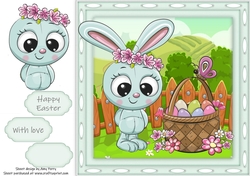 Gorgeous Blue Easter Bunny With Egg Basket 8x8