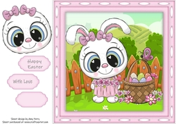 Gorgeous White Rabbit With Easter Egg Basket 8x8