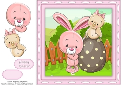 Gorgeous Pink Rabbit With Easter Egg  8x8