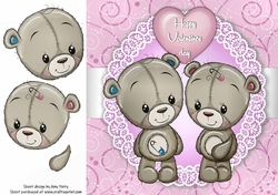 Valentine Grey Bear Couple 8x8
