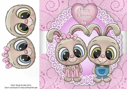 Valentine Bunny Couple 8x8