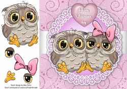 Valentine Owl Couple 8x8