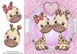 Valentine Giraffe Couple 8x8