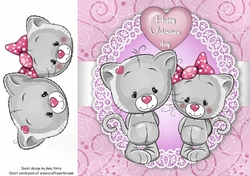 Valentine Grey Cat Couple 8x8