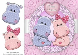 Valentine Hippo Couple 8x8