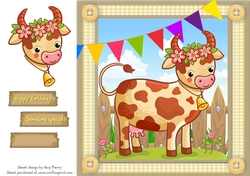 Cute Farmyard Cow 8x8