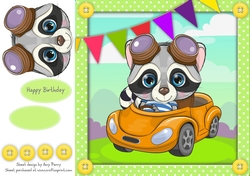 Adorable Raccoon Driving a Car 8x8