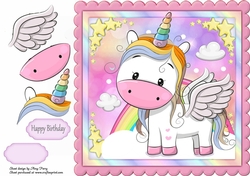 Beautiful Unicorn With Rainbow 8x8