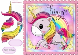Beautiful Running Rainbow Unicorn 8x8