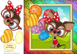 Cute Chihuhua With Multicoloured Balloons 8x8
