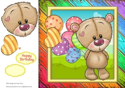 Cute Bear With Multicoloured Balloons 8x8