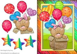 Special Delivery Brown Bear With Pink Bow A5
