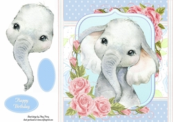 Gorgeous Grey Elephant Shabby Chic 8x8