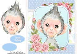 Gorgeous Grey Monkey Shabby Chic 8x8