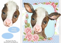 Gorgeous Brown & White Goat Shabby Chic 8x8