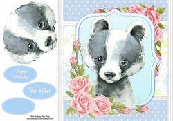 Gorgeous Black & White Badger Shabby Chic 8x8