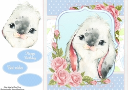 Gorgeous Grey & White Rabbit Shabby Chic 8x8