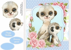 Gorgeous Brown Meerkats Shabby Chic 8x8