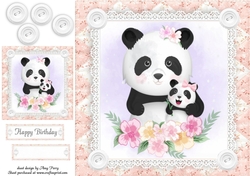 Gorgeous Panda Family Shabby Chic 8x8