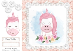 Gorgeous Sitting Unicorn Shabby Chic 8x8