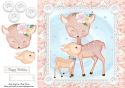 Gorgeous Deer Family Shabby Chic 8x8