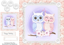 Gorgeous Owls Shabby Chic 8x8