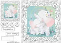 Gorgeous Elephants Cuddling Unisex Baby 8x8