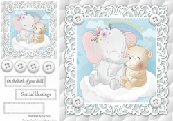 Gorgeous Elephant & Bear Unisex Baby 8x8