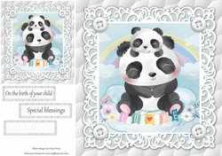 Gorgeous Pandas Cuddling Unisex Baby 8x8