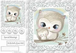 Gorgeous Owls Cuddling Unisex Baby 8x8