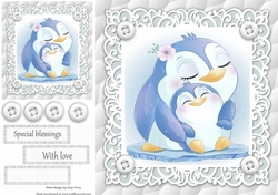 Gorgeous Penguins Cuddling Unisex Baby 8x8