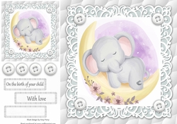 Gorgeous Elephant Sleeping Unisex Baby 8x8