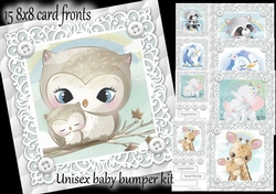 15 8x8 card front unisex baby bumper kit