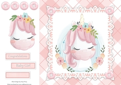 Gorgeous Baby Girl Unicorn with flowers 8x8