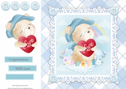 Gorgeous Baby Boy Bear With Heart 8x8