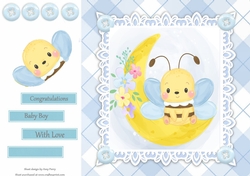 Gorgeous Baby Boy Bee On The Moon 8x8
