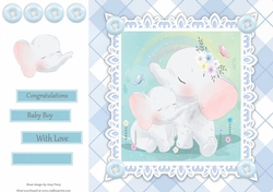 Gorgeous Baby Boy Elephants Cuddling 8x8