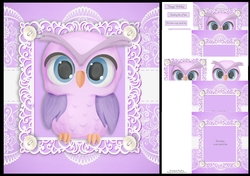 Gorgeous Purple Watercolour Owl  8x8 Mini Kit