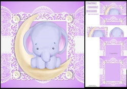 Gorgeous Purple Watercolour Elephant On the moon 8x8 Mini Kit