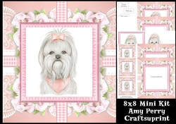 Cute Dog In Floral Frame 8x8 Mini Kit