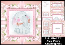 Cute Elephant In Floral Frame 8x8 Mini Kit
