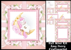 Cute Unicorn In Floral Frame 8x8 Mini Kit