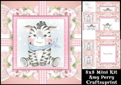 Cute Zebra In Floral Frame 8x8 Mini Kit