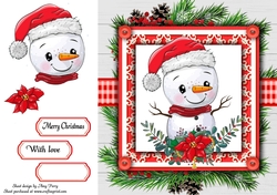 Gorgeous Snowman In Holly Frame 8x8