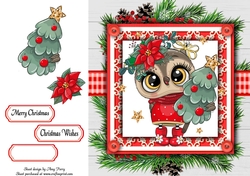 Gorgeous Owl In Holly Frame 8x8
