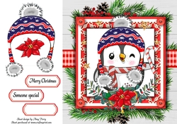 Gorgeous Penguin In Holly Frame 8x8