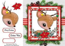 Gorgeous Deer In Holly Frame 8x8