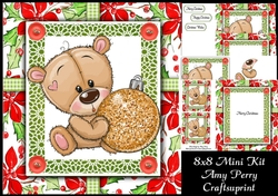 Gorgeous Brown Bear With Bauble 8x8 Mini Kit
