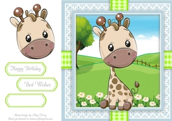 Cute Giraffe In Gingham Frame 8x8